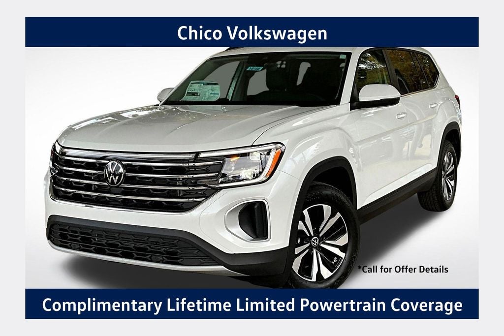 2026 Volkswagen Atlas 2.0T SE in Opal White Pearl — front three-quarter view