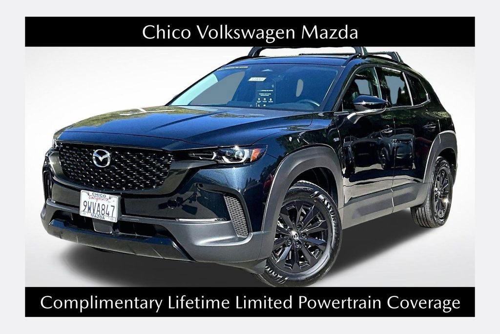 2025 Mazda Mazda CX-50 Hybrid Premium in Jet Black Mica — front three-quarter view